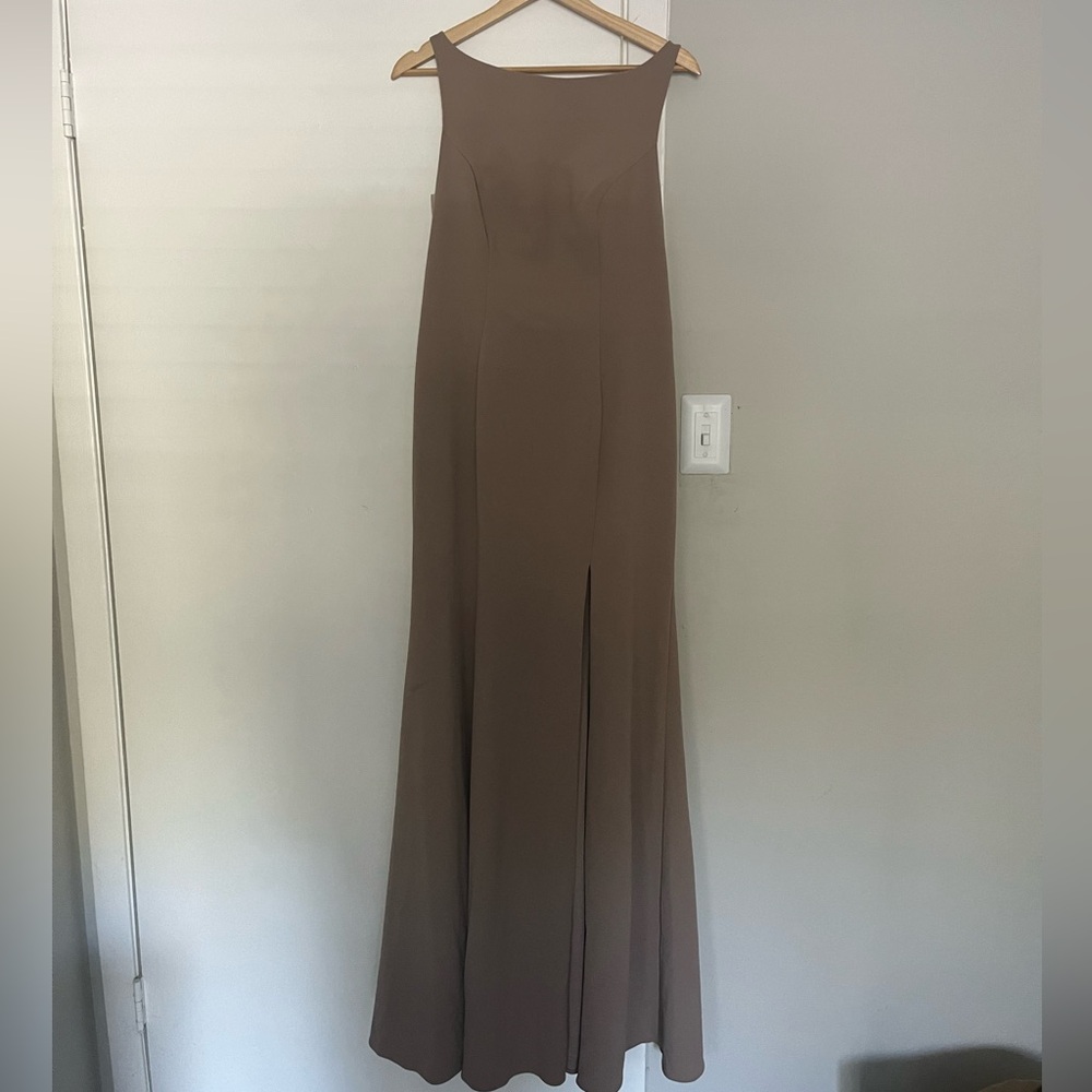 Azazie Rogue dress in color Taupe